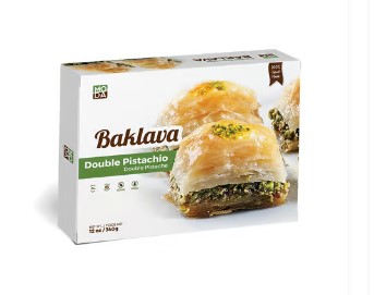 Moda Baklava With Double Pistachio, Gift Pack, 9Pcs, 12Oz (340G)  X 16Pack
