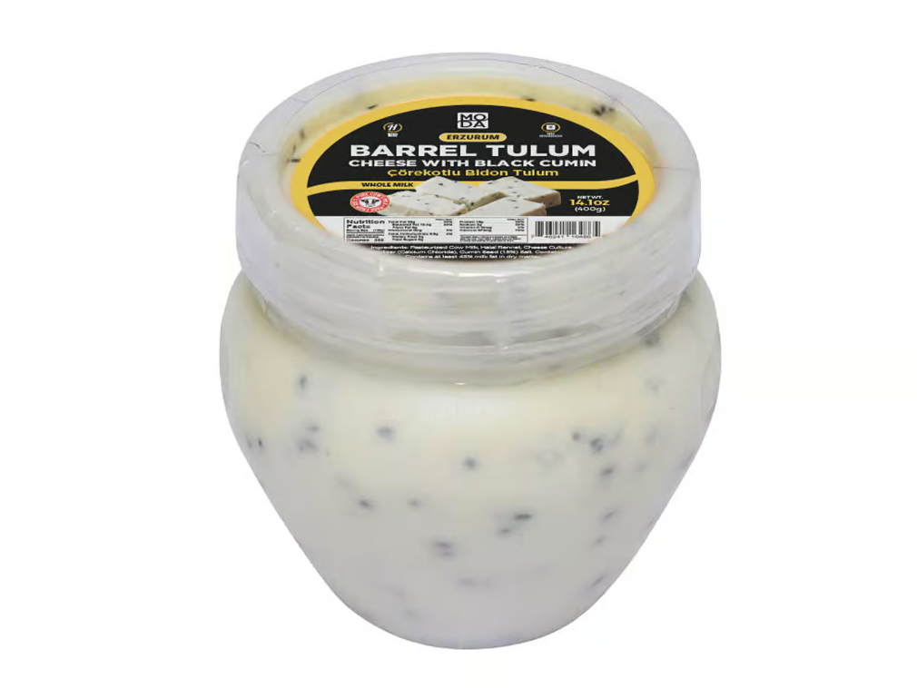 Moda Barrel Tulum Cheese With Black Cumin (Corekotlu Bidon Tulum), Whole Milk, 14.1Oz (400G) X 6Pack