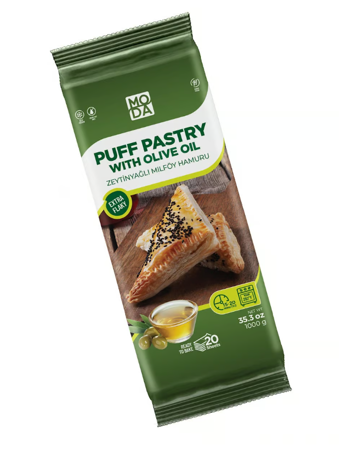 Moda Puff Pastry With Olive Oil (Zeytinyagli Milfoy), 35.3Oz (1000G) X 10Pack