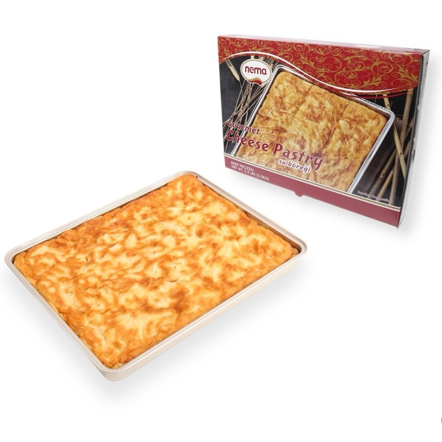 Nema Three Cheese Pastry Rectangular Tray 5.5 lb x 6 (15 slices/tray)