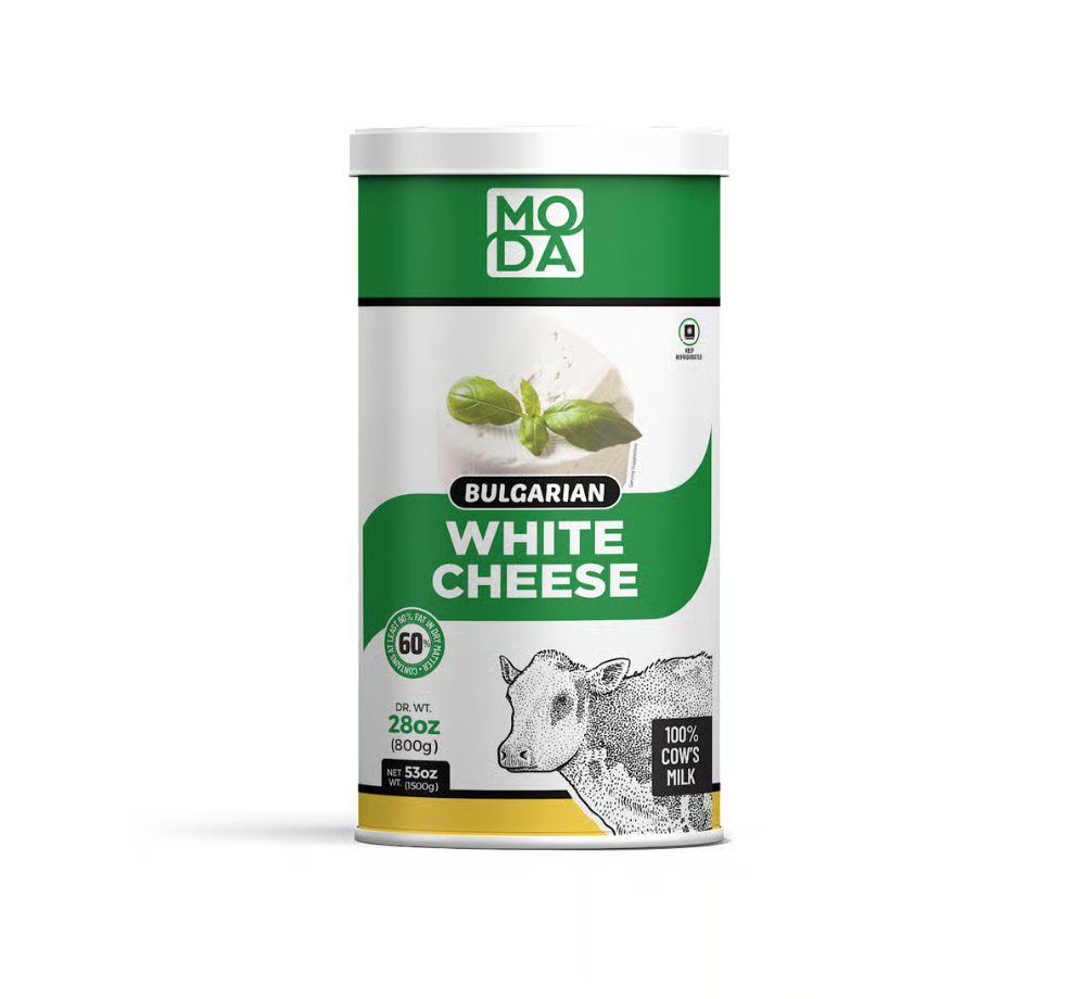 Moda Bulgarian White Cheese, Green, 28Oz (800G) X 6Tin