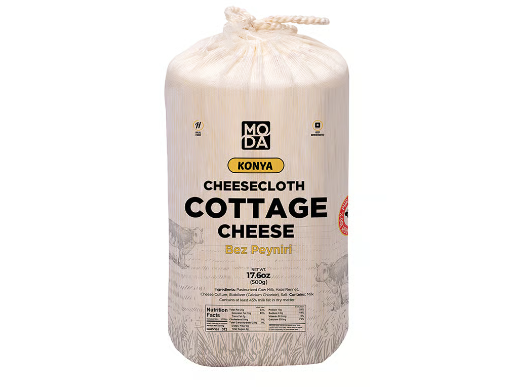 Moda Cheesecloth Cottage Cheese (Bez Peyniri), Whole Milk, 17.6Oz (500G) X 12Pack