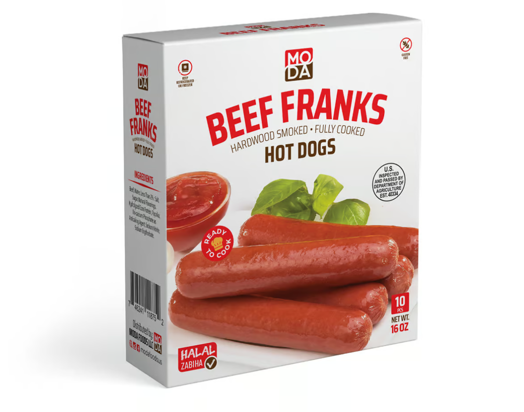 Moda Deli, Beef Franks, Classic Hot Dogs, 10Pcs, 16Oz (454G) X 24Pack