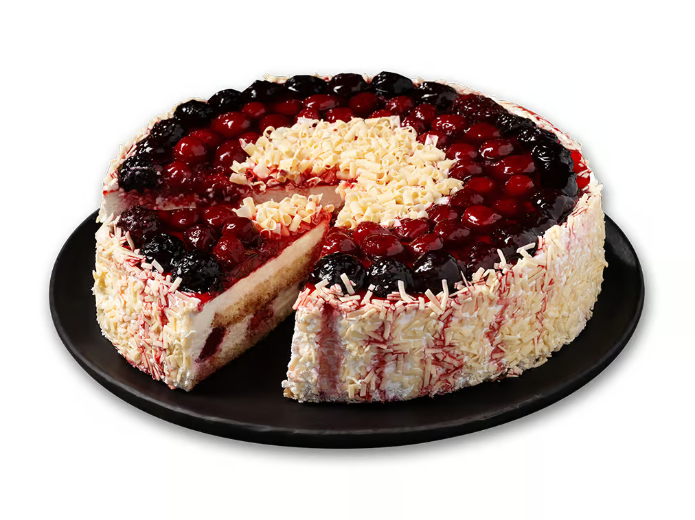 Moda Cake, 9" Pre-Sliced, Forest Fruits, 12pcs x 110g = 2.9lbs (1320g) x 6pack