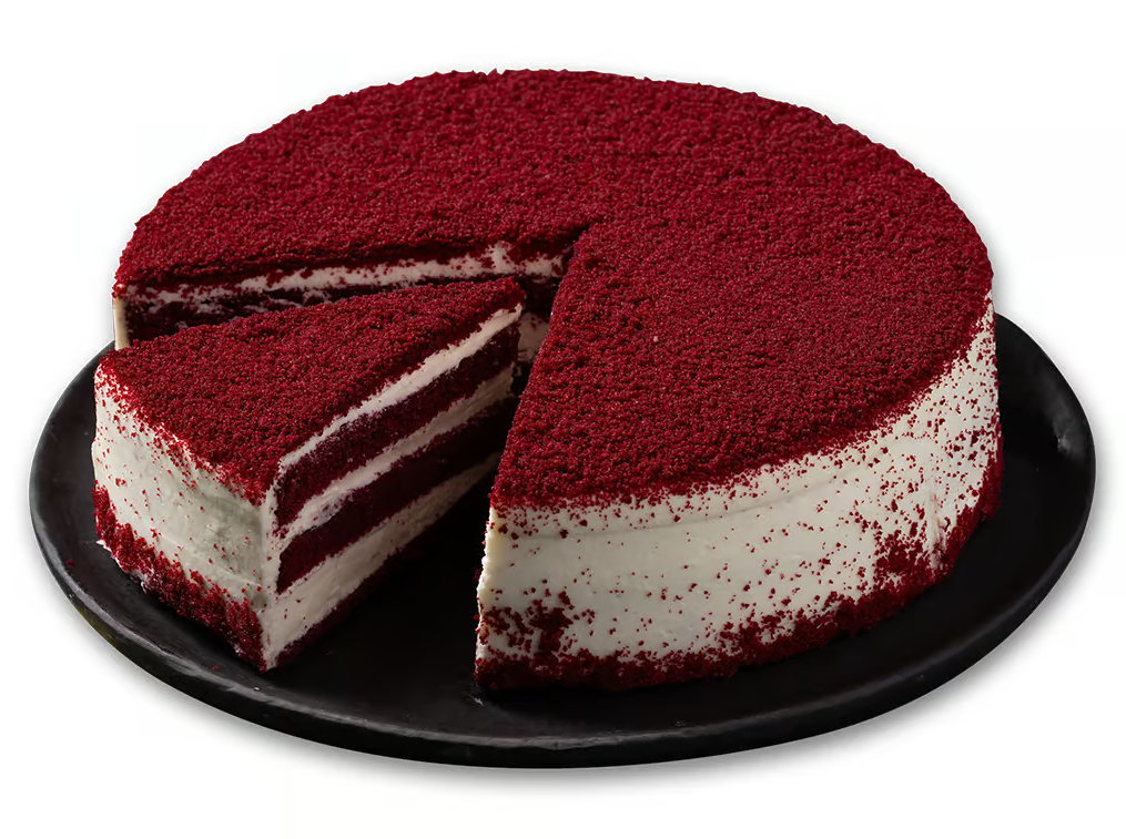 Moda Cake, 9" Pre-Sliced, Red Velvet, 12pcs x 110g = 2.9lbs (1320g) x 9-6pack