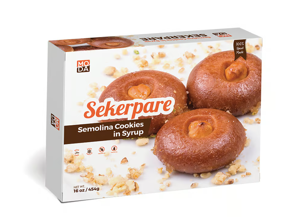 Moda Semolina Cookies in Syrup (Sekerpare), Gift Pack, 12pcs, 16oz (454g) x 16pack