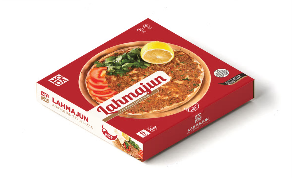 Moda Beef Lahmajun, Hot, Paper Pack, 8Inc, 1Lb (454G), 6Pcs X 12Pack