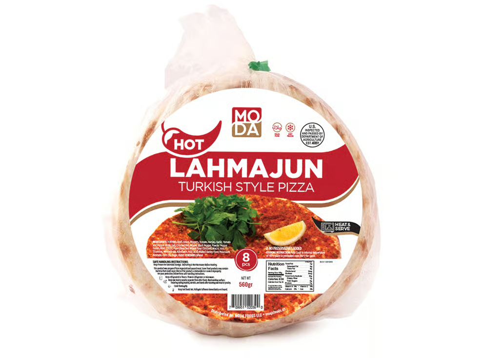 Moda Lahmajun with Beef, Hot, Plastic Bag, 7inc, 8pcs, 1.2lbs (560g) x 12pack
