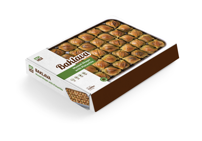 Moda Baklava, Mussel Shape with Pistachio, Party Pack, 40pcs, 2.75lbs (1250g) x 10pack
