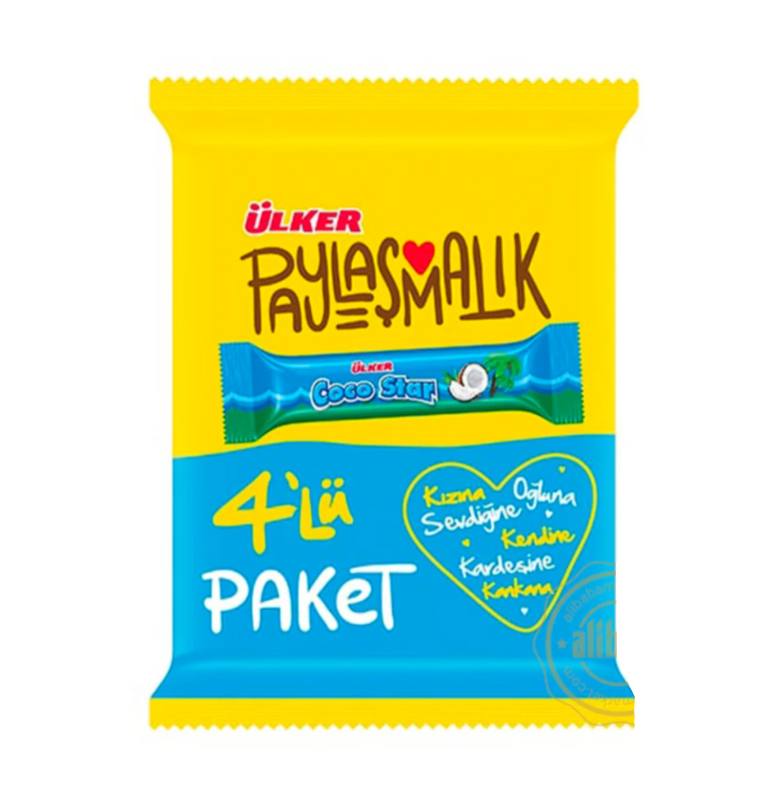 Ulker Cocostar Chocolate 4 Pk 100 Gr X 24