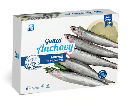 Frozen Anchovy (Temizlenmis Hamsi), Wild Caught, Gutted, 14.1oz (400g) x 16pack