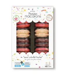 Macaron, Love 2 (Chocolate-Raspberry-Vanilla), 12pcs, 6.2oz (175g) x 6pack x 4box