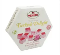 Ugurlu, Altigen Gullu Lokum, Rose Turkish Delight, 250gr x 12pcs