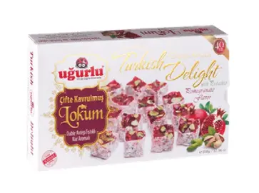 Ugurlu, Narli Duble Lokum, Double Pomegranate Turkish Delight, 350gr x 12pcs