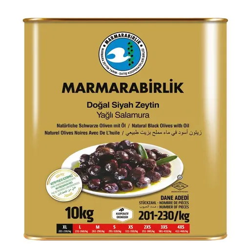 Marmarabirlik, Gemlik Black Olives (XL) Mega in Oil Can, Gemlik Siyah Zeytin (XL) Yağlı, 22lb (10kg)