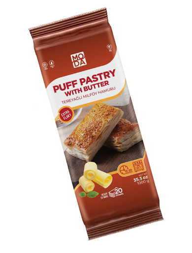 Moda Puff Pastry with Butter (Tereyagli Milfoy), 35.2oz (1000g) x 10pack