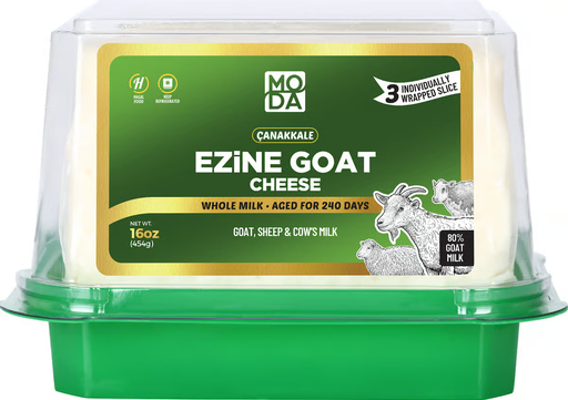 Moda Ezine Goat Cheese, Sliced, Green Label, 16Oz (454G) X 8Pack