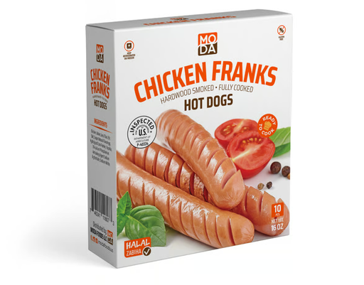 Moda Deli, Chicken Franks, Classic Hot Dogs, 10Pcs, 16Oz (454G) X 24Pack