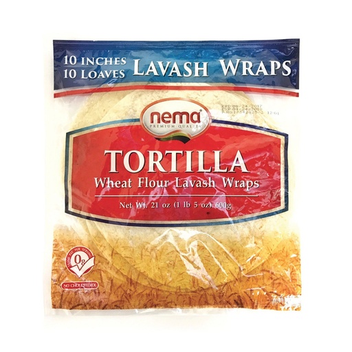 Nema Tortilla Lavash Wraps 10″ (600 gr) x 16