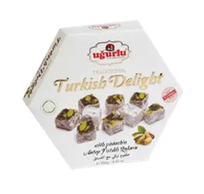 Ugurlu, Altigen Antep Fistikli Lokum, Hexagonal Pistachio Turkish Delight, 250gr x 12pcs