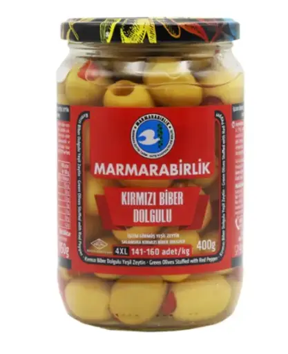 Marmarabirlik, Pepper Green Olives 4XL, Biberli Yesil Zeytin 400g x 6ea